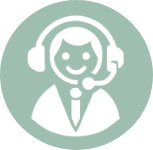 Icon eines Supportmitarbeiters in weiß auf grünem Grund