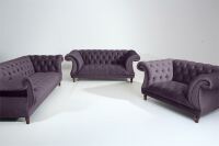Vintage-Sofa Isabelle - 3-Sitzer Samtvelours purple