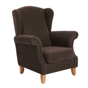 Ohrenbackensessel Valentina Veloursstoff braun