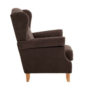 Ohrenbackensessel Valentina Veloursstoff braun