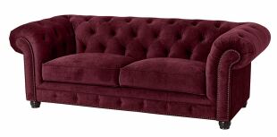 Chesterfield Sofa Old England (2,5-Sitzer) Samtvelours burgund