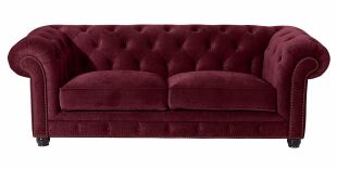 Chesterfield Sofa Old England (2,5-Sitzer) Samtvelours burgund