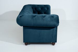 Chesterfield Sofa Old England (2,5-Sitzer) Samtvelours petrol