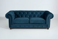 Chesterfield Sofa Old England (2,5-Sitzer) Samtvelours petrol