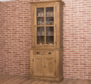 Schmale Buffet-Vitrine Landhausstil lackiert