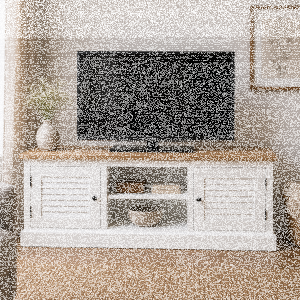 Landhaus TV-Sideboard Lamellentüren - Eichenplatte