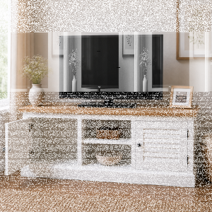 Landhaus TV-Sideboard Lamellentüren - Eichenplatte