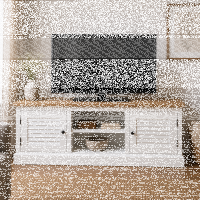 Landhaus TV-Sideboard Lamellentüren - Eichenplatte