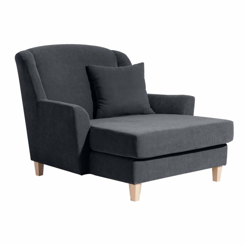 Big-Sessel Julia, inkl. 1x Zierkissen 55x55cm Veloursstoff anthrazit