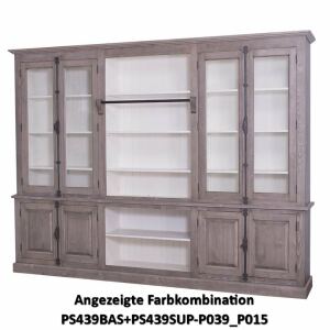 Große Bücherwand externes Verschlusssystem, Landhausoptik