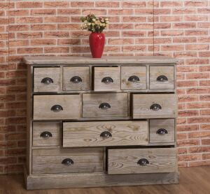 Apothekerschrank im Landhausstil - Eichenplatte shabby chic / antik look