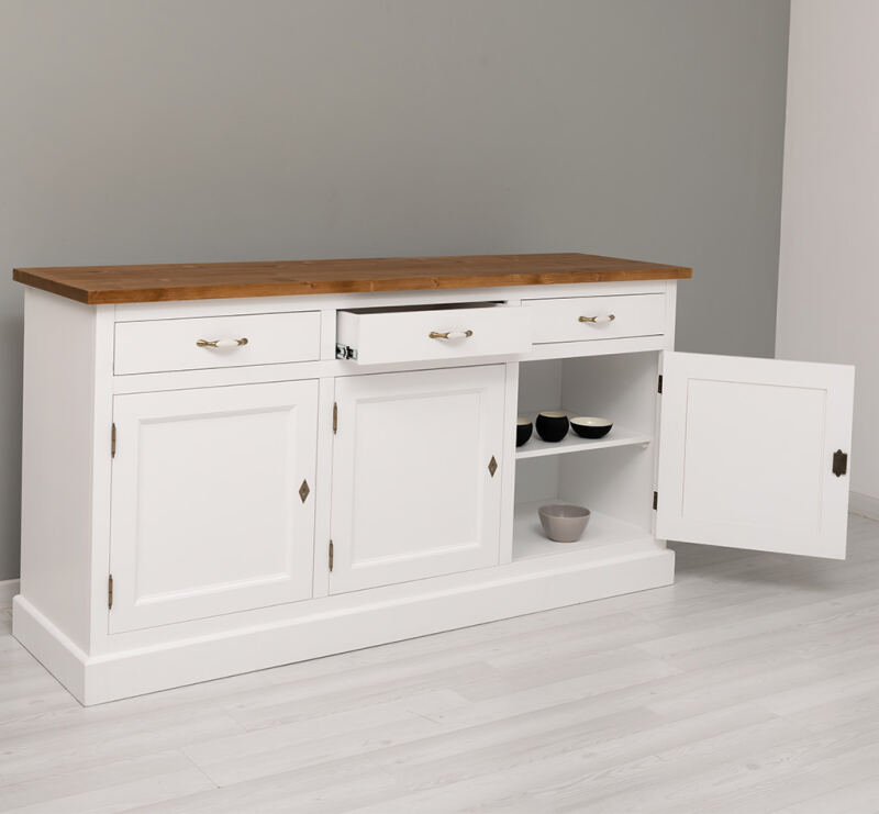 Küchenkommode im Landhausstil | Sideboard weiß Holz - Onlineshop für massive Landhausmöbel