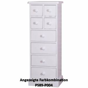 Schmale Apothekerkommode mit  Landhausoptik lackiert