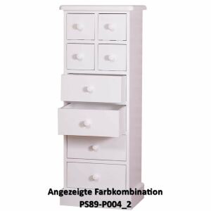 Schmale Apothekerkommode mit  Landhausoptik lackiert