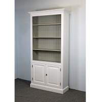 Landhaus-Bücherregal mit Türen, weiß-grau