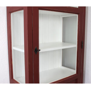 Holz Vitrine im Landhausstil Antik bordeaux