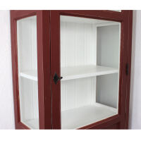 Holz Vitrine im Landhausstil Antik bordeaux