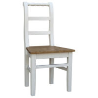 Landhausstil Holzstuhl weiß mit braunem Sitz