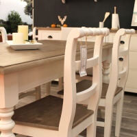 Landhausstil Holzstuhl weiß mit braunem Sitz