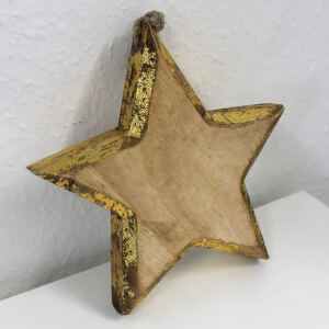 Holzstern mit Goldener Verzierung 18 cm