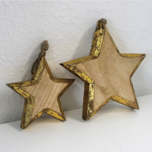 Holzstern mit Goldener Verzierung 18 cm