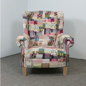 Vintage Ohrensessel mit Hocker "Big Pomme"