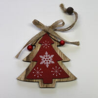 Holzanhänger Weihnachtsbaum rot