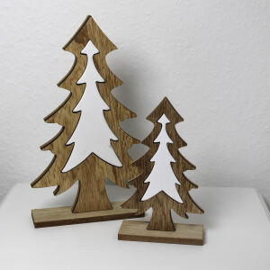 Holzbaum braun weiß 15x5x21 cm