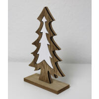Holzbaum braun weiß 15x5x21 cm