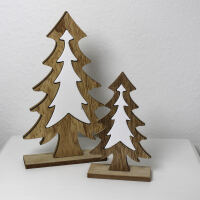 Holzbaum braun weiß 15x5x21 cm