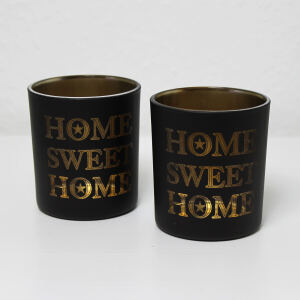 Teelichthalter Glas "HOME SWEET HOME"