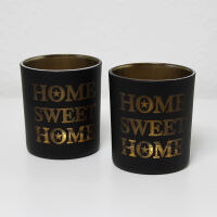 Teelichthalter Glas "HOME SWEET HOME"