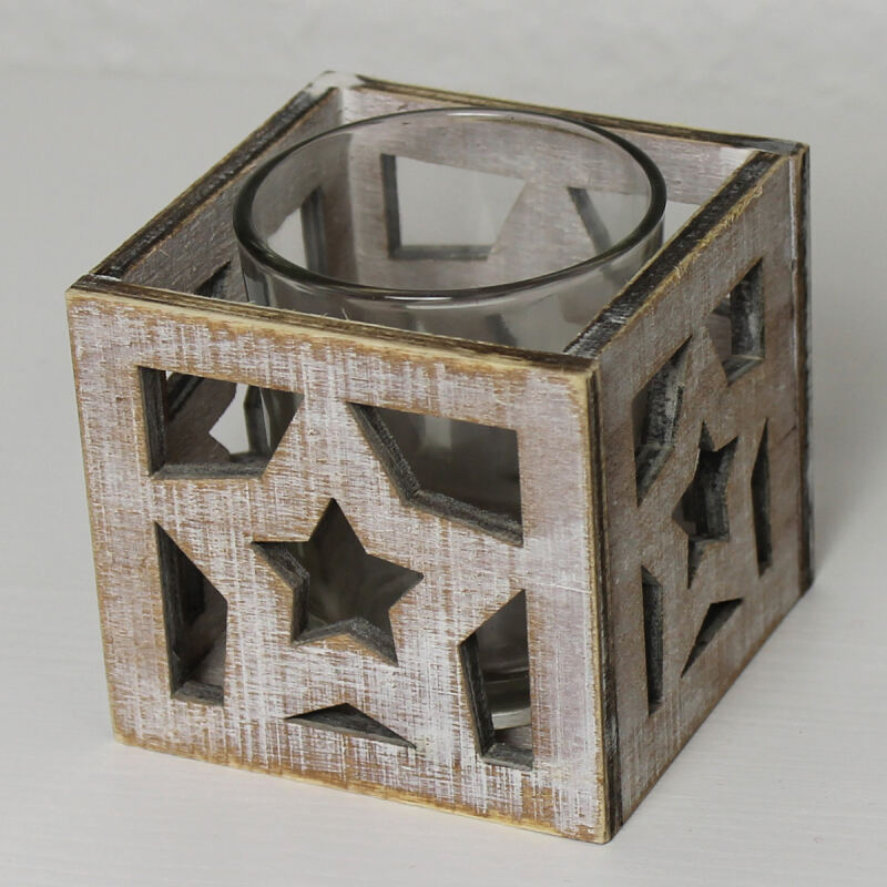 Teelichthalter Shabby Chic mit Sternen