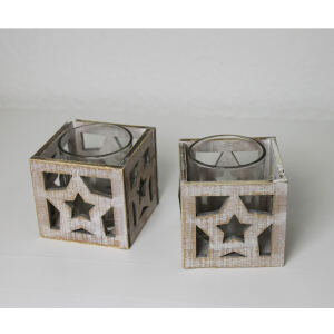 Teelichthalter Shabby Chic mit Sternen
