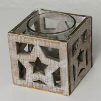 Teelichthalter Shabby Chic mit Sternen