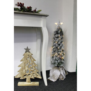 Beschneite Tanne mit LED und Stern