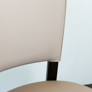 Vintage Barhocker mit Lehne Kunstleder hellbraun