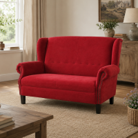 Weinrotes Landhaus Sofa 2-Sitzer