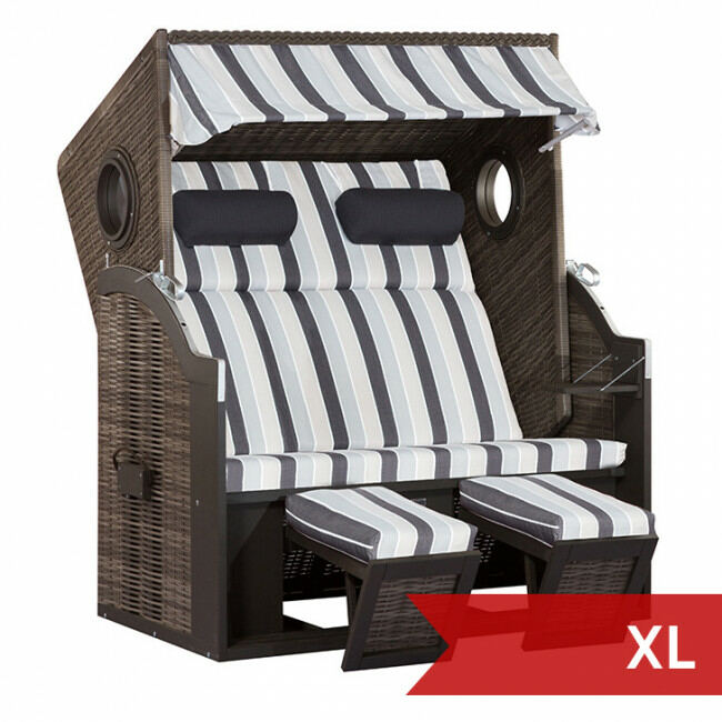 Strandkorb Usedom XL blau gestreift