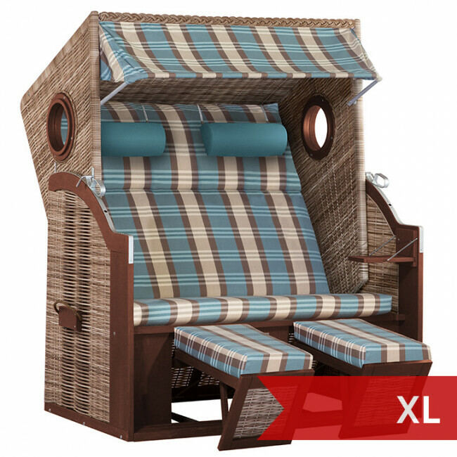 Strandkorb Usedom XL blau kariert