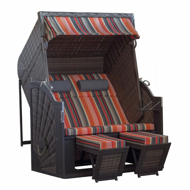Strandkorb Sylt XL rot gestreift