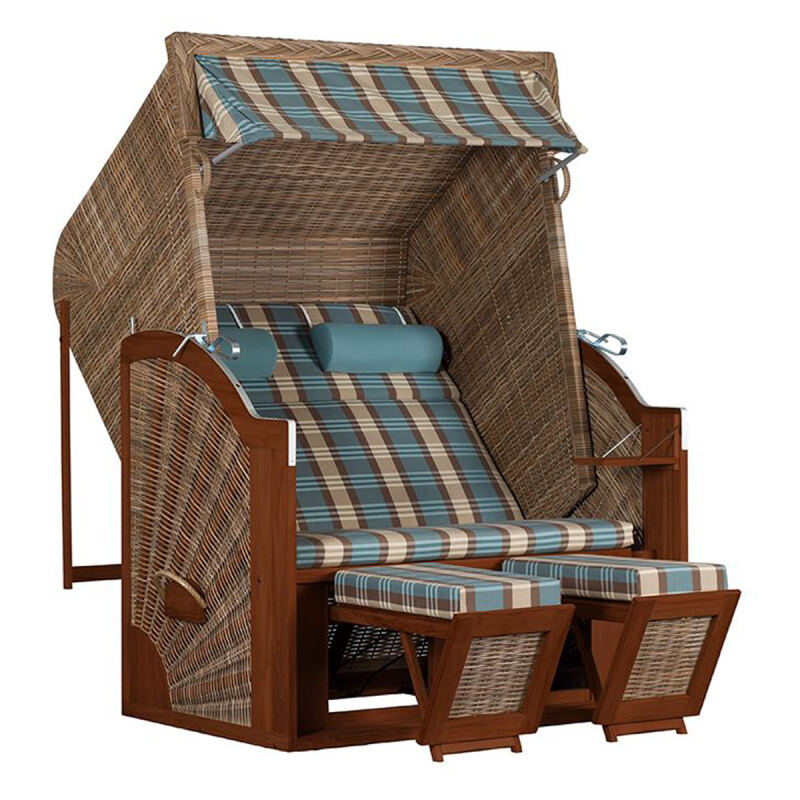 Strandkorb Sylt XL blau kariert