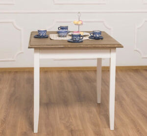Quadratischer Tisch Landhausstil - 80 x 80 cm Eichenplatte