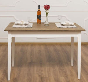 Tisch im Landhausstil - 120 x 70 cm Eichenplatte