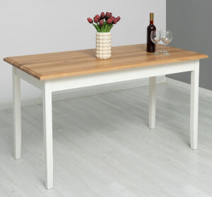 Tisch im Landhausstil - 140 x 70 cm Eichenplatte