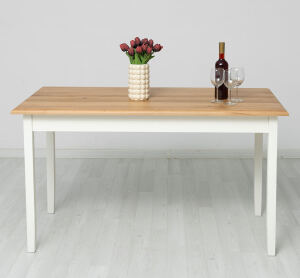 Tisch im Landhausstil - 140 x 70 cm Eichenplatte