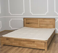 Massives Doppelbett Wildeiche