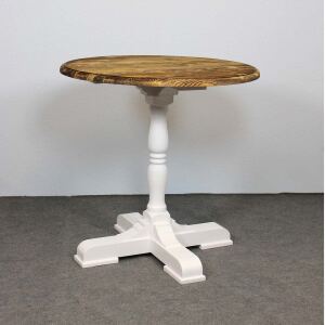 Kleiner Runder Esstisch weiß Massivholz im Landhausstil