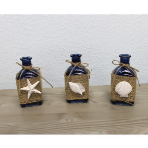 Glas Flaschen maritim 3er Set