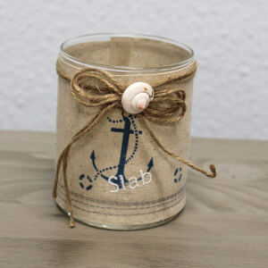 Glas Windlicht Maritim mit Anker